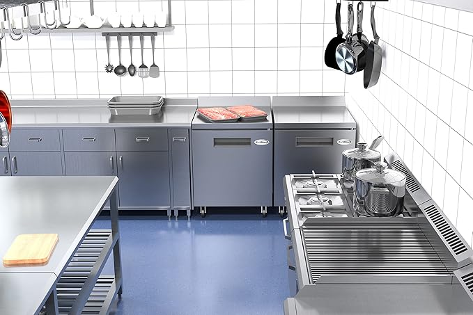 KoolMore 27" Stainless Steel Worktop Commercial Freezer with 3 1/2” Backsplash - 6.3 cu.ft