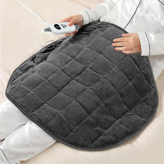 NOWWISH 5lbs Weighted Heating Pad for Women, Electric Heated Weighted Blanket with 6 Heat Settings, Timer & Auto Shut-Off, Relief for Period Cramps, Back Pain, Lap, Machine Washable, 29x24 inch, Grey