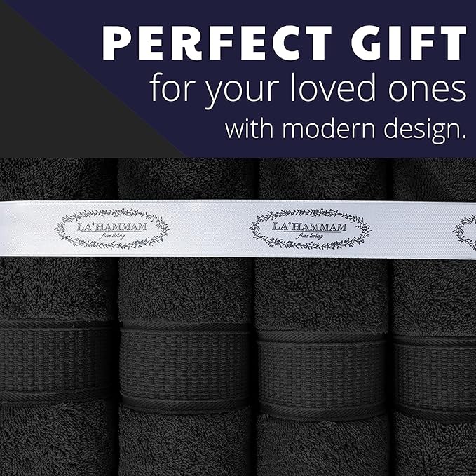 Personalized Towels, Hotel & Spa Quality, Super Soft, Highly Absorbent, Bathroom Sets, 100% Cotton Monogrammed towels 6 Piece Towel Set, Includes 2 Bath Towels, 2 Hand Towels, 2 Washcloths, Black