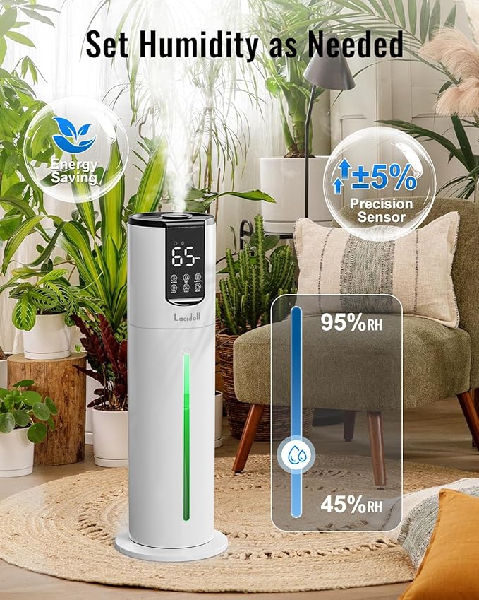 8L Humidifiers for bedroom, Humidifiers large room up to 500 sq ft, Easy to Clean Humidifier with Fully Washable Parts, Ultrasonic Cool Mist Humidifier for Home Plants Baby Nursery Office