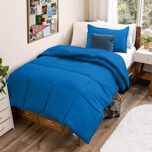Bare Home Comforter Set - Twin/Twin Extra Long Size - Ultra-Soft - Goose Down Alternative - Premium 1800 Series - All Season Warmth (Twin/Twin XL, Medium Blue)