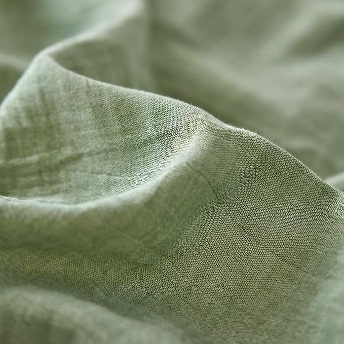 Green Duvet Cover Queen Size-Ultra-Soft, Breathable & Lightweight Muslin Cotton Linen Like Gauze Textured Comforter Cover with Zipper Closure Minimalist Duvet Cover Set- 90"x90",Mint Green