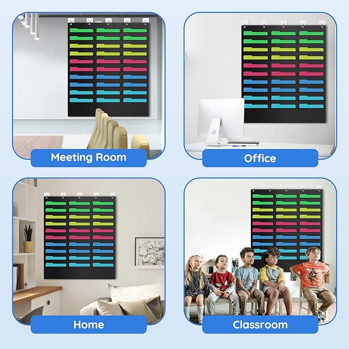 ZKOO 30 Pockets Hanging Wall File Organizer for A4 Size Paper/Legal/ Letter Size Document, Sturdy Wall Mail Organizer Black Pocket Chart Great for Classroom, Office, Home Use with 5 Hangers