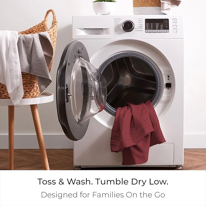 Mellanni Split King Sheet Set - 7-Piece Iconic Collection Bedding, (Including 4 Pillowcases), 16-Inch Deep Pocket, Easy Care, Extra Soft, Cooling Sheets, Brushed Microfiber - Brick Red