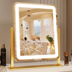 ROLOVE Gold Vanity Mirror with Lights, 15