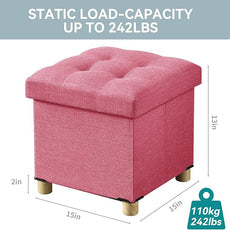 BRIAN & DANY Ottoman with Storage, Small Storage Ottoman for Dorm, Linen Folding Ottoman Foot Stool with Legs for Living Room and Bedroom, 15