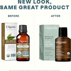 Cliganic Organic Tea Tree Essential Oil, 100% Pure Natural, for Aromatherapy | Non-GMO Verified (Packaging May Vary)