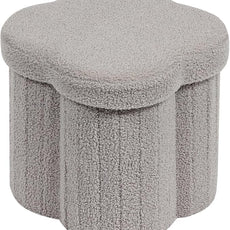 B FSOBEIIALEO Storage Ottoman Cube, Flowers Shaped Ottomans with Storage Foot Stool Footrest for Lving Room, Boucle Ottoman Seat for Dorm Room,Faux Teddy Fur, Grey 12.6