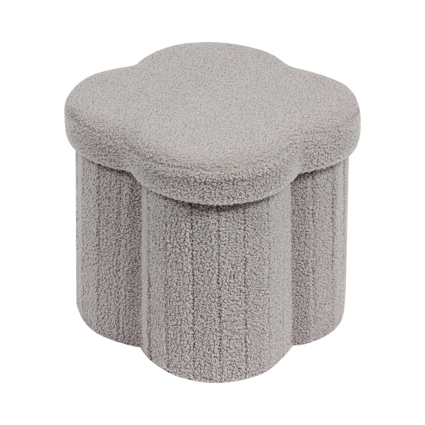 B FSOBEIIALEO Storage Ottoman Cube, Flowers Shaped Ottomans with Storage Foot Stool Footrest for Lving Room, Boucle Ottoman Seat for Dorm Room,Faux Teddy Fur,White 12.6"x12.6"x12.6" Dormly