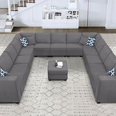Legend Vansen Modular Sectional Sofa U Shaped Couch with Ottoman Modern Reversible Corner Sectional Couch for Living Room (Dark Grey, U Shaped Sofa-6)