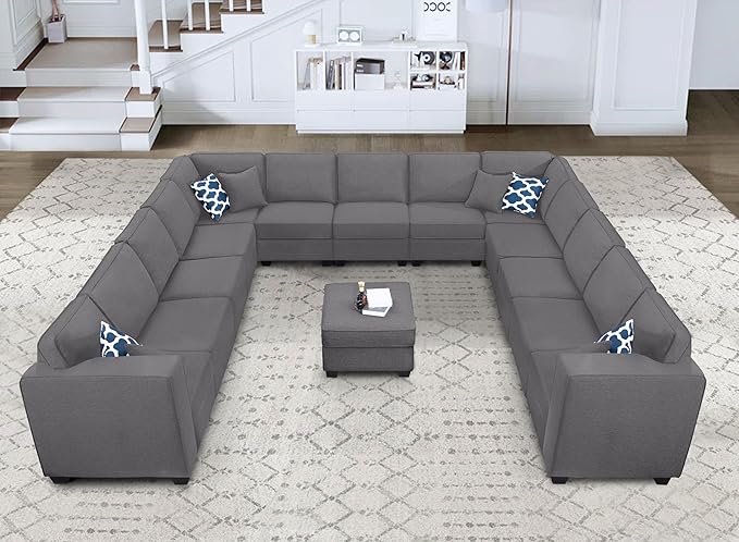 Legend Vansen Modular Sectional Sofa U Shaped Couch with Ottoman Modern Reversible Corner Sectional Couch for Living Room (Dark Grey, U Shaped Sofa-6)