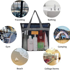 Mesh Shower Caddy Bag Portable Hanging Toiletry and Bath Organizer with Zipper for Travel, Gym, Camping, College Dorms, Beach