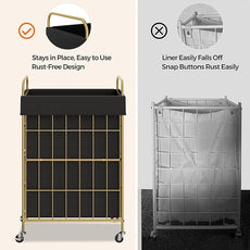 Laundry Hamper with Wheels, 90L Laundry Basket with Handle, Laundry Sorter with Removable Liner Bag