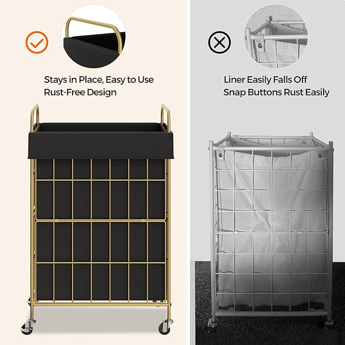 Laundry Hamper with Wheels, 90L Laundry Basket with Handle, Laundry Sorter with Removable Liner Bag