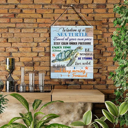 YCYD Sea Turtle Decor, Friends Inspirational Turtle Gifts, Wall Art Wooden Hanging Sign Decor, for Office Bedroom Living Room Home Decoration 10x8 Inch