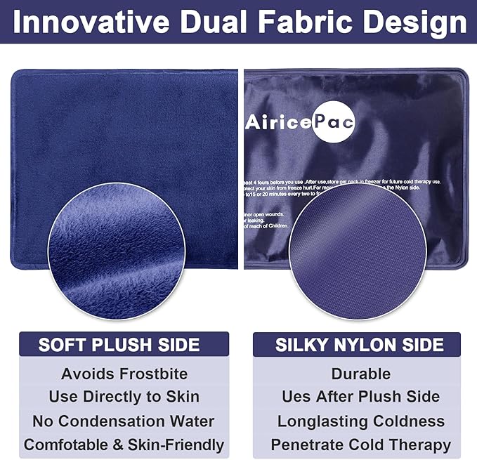 Ice Packs for Injuries Reusable, Gel Cold Pack for Knee Neck Shoulder Ankle Elbow Hip Back Pain Relief, Cold Compress Therapy for Swelling, Bruises, Surgery, 7”x 11”, Blue