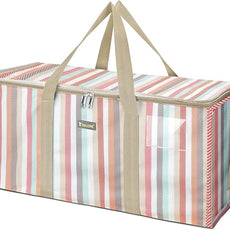 BALEINE Extra Large Storage Tote with Zippers & Carrying Handles, Heavy-Duty Oxford Fabric Moving Bags for Laundry, Space Saving, Storage, Color Stripe