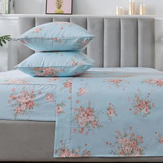 FADFAY Sheets Set Twin XL Blue Rose Floral College Bedding Rustic Peony Dorm Sheets Vintage Farmhouse Bedding 100% Percale Cotton Breathable Sheet with Deep Pocket Fitted Sheet 4Pc, Twin XL Size
