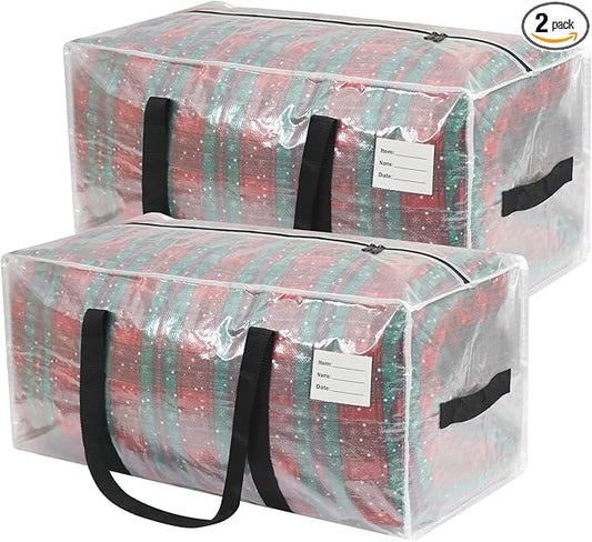 2 Pack Extra Heavy Duty Large Moving Bags with Comfortable Handle & Strong Zipper,Storage Totes for Space Saving Moving Storage College Supplies Alternative to Moving Box,Clear