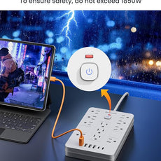 Surge Protector Power Strip - 11 Outlets(1850W/15A) with 6 USB Ports(2 USB C), 10FT Flat Plug Extension Cord, Wall Mount, White, ETL Listed for Home, Dorm Room