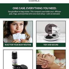 Essence Pearl Travel Case - Wearable Aromatherapy Kit with Nasal Diffuser Rings, Soaking Bay, and 5mL Essential Oil – Portable Wellness Gift Set for On?The?Go Self Care