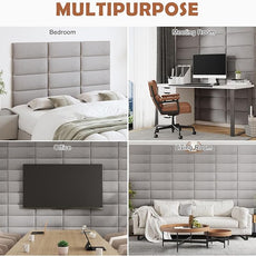 IFNOW Upholstered Wall Mounted Headboard, 3D Soundproof Wall Panels Peel and Stick for Queen Size, Reusable and Removable Tufted Bed Headboard in Medium Grey (9 Panels, 10