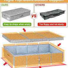 punemi Under Bed Storage Containers, 3 Pcs Large Blanket Clothes Storage Bag, Long Flat Firm Sides Underbed Organization And Storage w/ 3 Handles & Lid For Comforter Toy Closet, 31.1*15.7*6 inch Tall