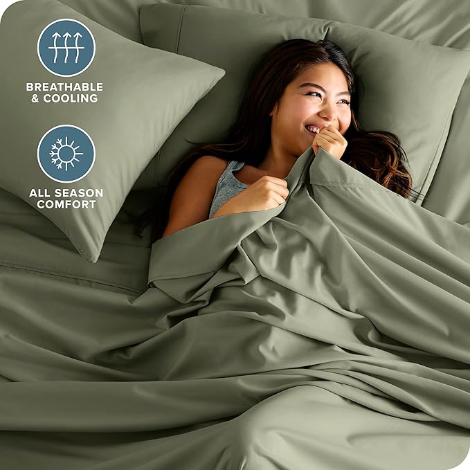 Bare Home King Sheet Set - Luxury 1800 Ultra-Soft Microfiber King Bed Sheets - Double Brushed - Deep Pockets - Easy Fit - 4 Piece Set - Bedding Sheets & Pillowcases (King, Sage) BareHome