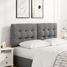 Upholstered Headboard Queen Size, Adjustable Height Queen Headboard Only from 39”to 44”with Durable Solid Wood Legs, Modern Button Diamond Fabric Bed Head Board with Width Adapters, Grey