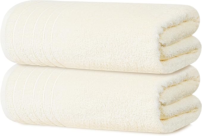 Tens Towels Pack of 2 Extra Large Bath Sheets 35 x 70 Inches, 100% Cotton, Larger & Lighter Weight, Quicker to Dry, Super Soft & Absorbent, Oversized Bath Towels, Cream