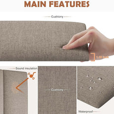 IFNOW Upholstered Wall Mounted Headboard, 3D Soundproof Wall Panels Peel and Stick for King Size, Reusable and Removable Tufted Bed Headboard in Linen (12 Panels, 10