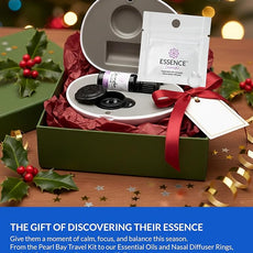 Essence Pearl Travel Case - Wearable Aromatherapy Kit with Nasal Diffuser Rings, Soaking Bay, and 5mL Essential Oil – Portable Wellness Gift Set for On?The?Go Self Care