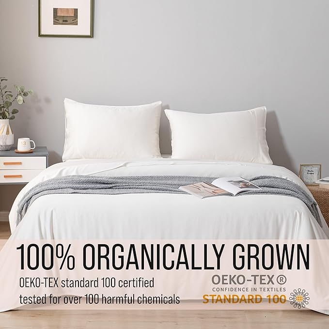 Bella Coterie Luxury Bamboo Viscose Cal King Size Sheet Set | 100% Organically Grown | Ultra Soft | Cooling for Hot Sleepers | 18" Deep Pocket [Ivory]