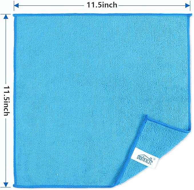 HOMEXCEL Blue Microfiber Cleaning Cloth, 100 Pack Cleaning Towels for Kitchen, Lint Free, Scratch-Free, Highly Absorbent, and Reusable Cleaning Rags for House, Window and Glass, Cars, 11.5 X11.5 inch