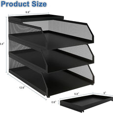 Natwind 3-Tier Desk Organizer,Desk Accessories, Stackable Paper Tray, Metal Mesh Desktop Organizer, Paper Sorter, Letter Trays,File Document Storage Rack for for Home, Office, School (Black)