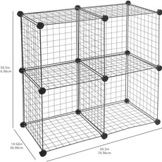 Amazon Basics 4 Cube Storage Organizer - Wire Grid Closet and Shelves, Stackable, Black 14