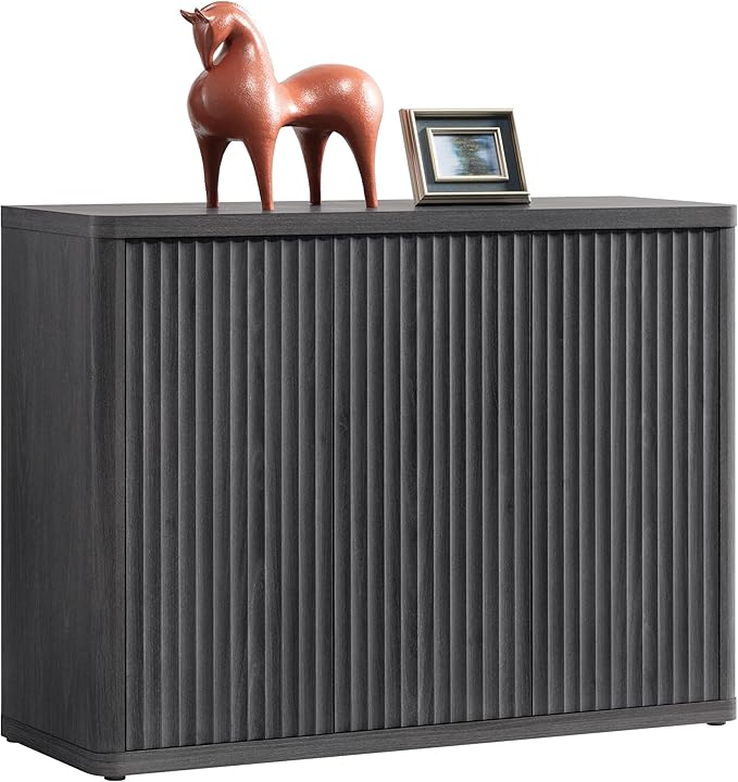 SICOTAS Buffet Cabinet with Storage Accent Sideboard with 3 Doors Modern 46.6" Wide Credenza Fluted Buffet Table Media Console Cabinet Entryway Cabinets for Living Room Kitchen Dining Room Hallway