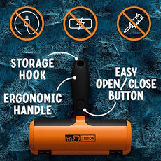 Triton Pet Hair Removal Tool w/Fur Trapping Compartment, 60% Smaller Storage Size, Reusable Shedding Roller, Cat and Dog Hair Remover for Car, Furniture, Carpet, Couch (Orange)