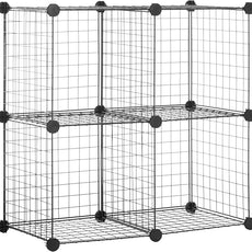 Amazon Basics 4 Cube Storage Organizer - Wire Grid Closet and Shelves, Stackable, Black 14