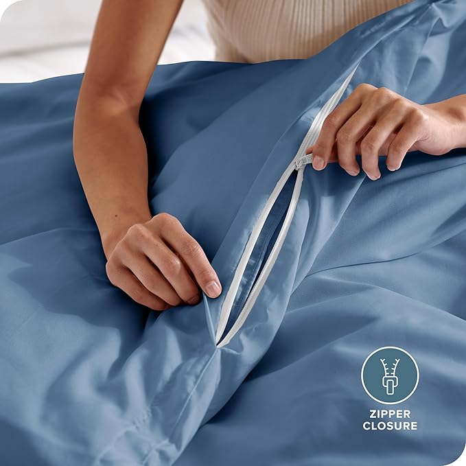 Bare Home Bedding Duvet Cover Extra Long Size - Premium 1800 Super Soft - Lightweight, Cooling Duvet Cover - Soft Breathable Bedding (Twin/Twin XL, Coronet Blue)