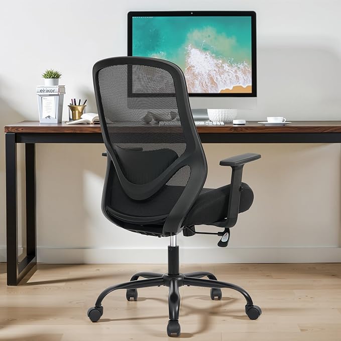 High Back Office Chair, Big and Tall Office Chair Ergonomic Comfy Chair Executive Desk Chair for Heavy Duty People 450Lbs Computer Chair with Adjustable Lumbar Support & Flip-up Arms