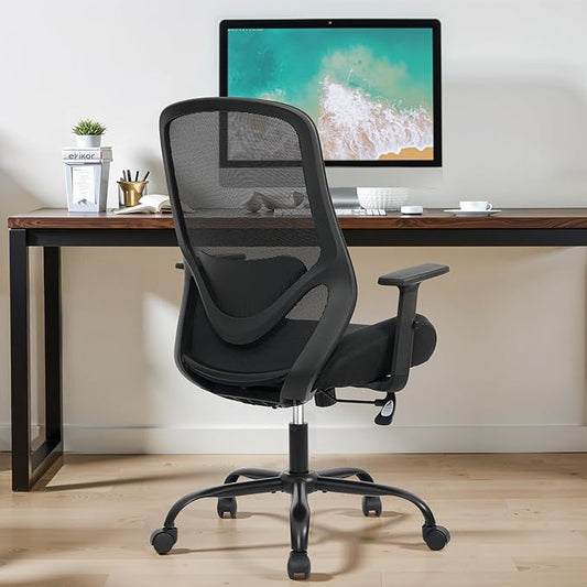 High Back Office Chair, Big and Tall Office Chair Ergonomic Comfy Chair Executive Desk Chair for Heavy Duty People 450Lbs Computer Chair with Adjustable Lumbar Support & Flip-up Arms