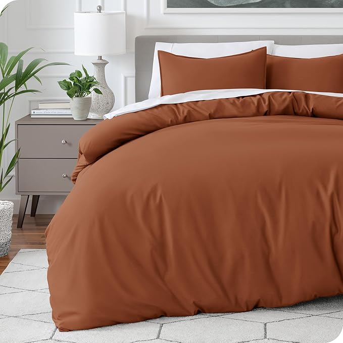 Bare Home Bedding Duvet Cover King Size - Premium 1800 Super Soft Collection - Lightweight, Cooling - Soft Breathable Bedding Duvet Cover (King, Terracotta)