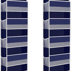 2 Pack Over The Door Organizer, Hanging Storage Organizer with Clear Window, 40lb Ultra Sturdy Large Capacity Room Organizer for Pantry Laundry Bathroom Nursery Closet (Grey)