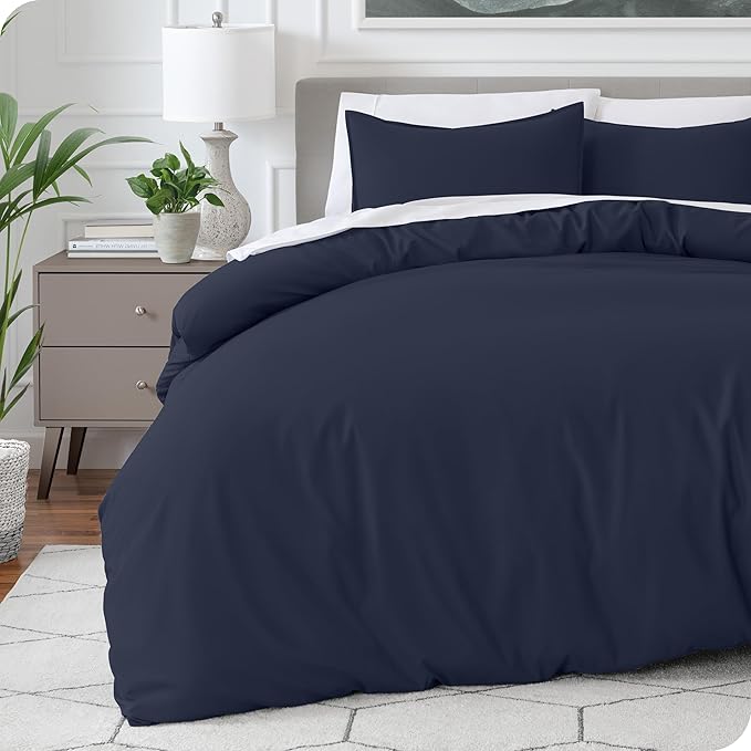 Bare Home Bedding Duvet Cover California King Size - Premium 1800 Super Soft Collection - Lightweight, Cooling - Soft Breathable Bedding Duvet Cover (Cal King, Midnight Blue)
