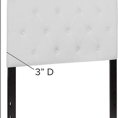 EMMA + OLIVER Twin Size Tufted Upholstered Headboard with Adjustable Metal Bed Rail Slots, Modern Fabric Upholstered Twin Headboard, White