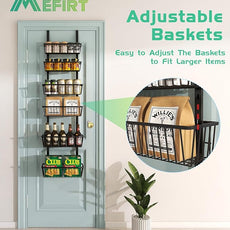 12 Inch Wide Narrow Over The Door Pantry Organizer, Pantry Organization and Storage, Black Metal Hanging Deep Basket Wall Spice Rack Seasoning Shelves, Home & Kitchen Essentials, Apartment