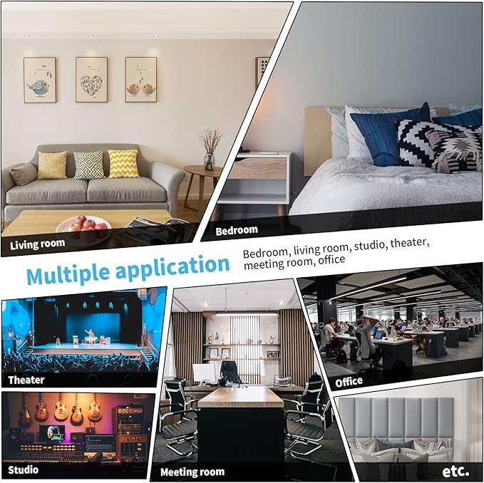 Art3d Peel and Stick Headboard for Full in Grey, Pack of 6 Panels Sized 9.84" x 23.62", Soundproof Wall Panels 3D, Upholstered Wall Panel