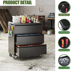 SUXXAN Metal Storage Cabinet with 3 Drawer and 4 Hooks,35.4