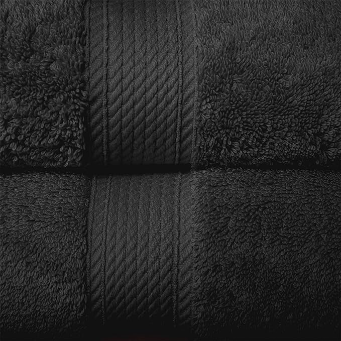 BLUENILEMILLS Premium Towel Collection, Egyptian Cotton Towels for Shower and Bathroom Assorted 6-Piece Towel Set, 30" x 55", 20" x 30", 13" x 13", Black by Blue Nile Mills